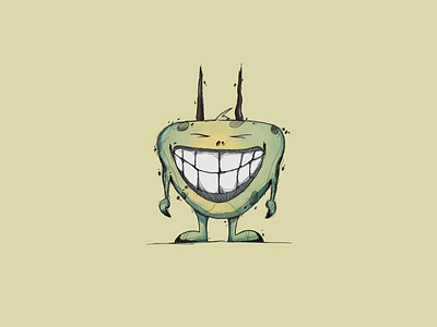 Monster character characterdesign green horns illustration monster sketch sketching smile teeth
