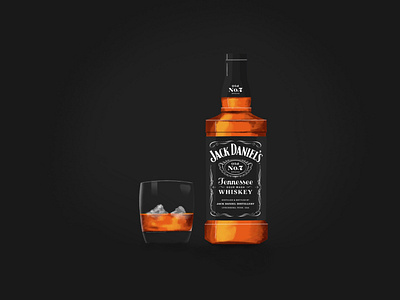 Jack Daniels digital painting glass glass bottle glasses illustration jack daniels liquor whiskey