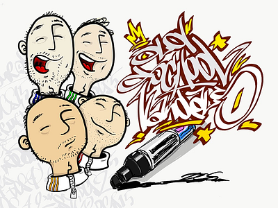 Old School Vandals characters drawing graffiti illustration painting