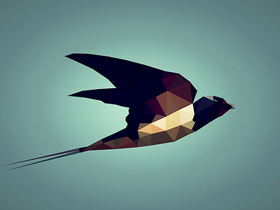 Barn swallow. Hirundo rustica. animal blue hirundo low poly swallow triangles trianimalia