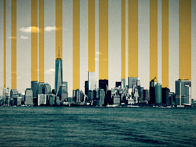 Postcard from NYC made in NYC while in NYC blue city manhattan metropolis new york nyc photo scycrapers yellow