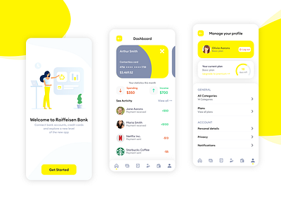 Raiffeisen Mobile Bank - Concept app art bank branding clean clean design concept design flat graphic graphic design illustration minimal mobile mobile app mobile ui raiffeisen ui ux web