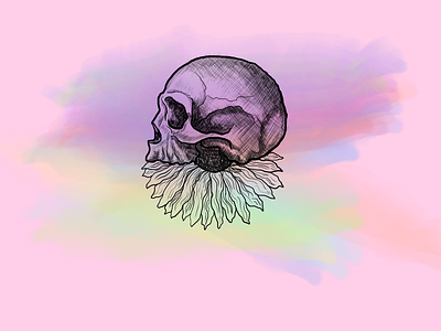 Illustration skull and flower color design flower illustration skull art
