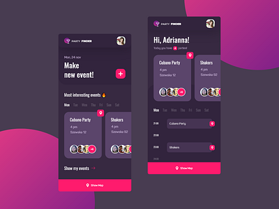 Party Finder APP app app design application clean purple ui web