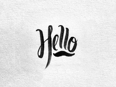 Hello Dribbble black brush hello lettering pen white