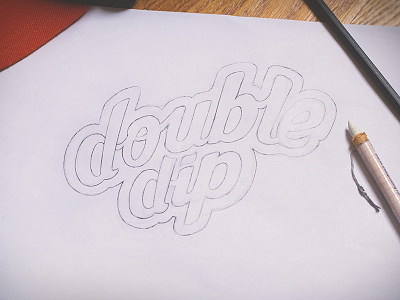 double dip logo concept dip double lettering logo pencil sketch studio