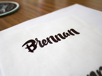 Brennan branding brush pen cursive hand lettering informal script lettering logo pen script