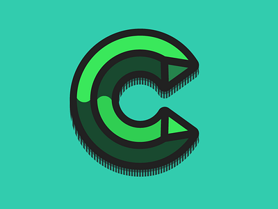 C alphabet beveled chiseled drop cap green hand lettering illustration letter lettering type typography