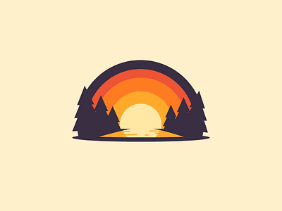 Bite Size Sunset badge emblem illustration logo sun sunset thick lines