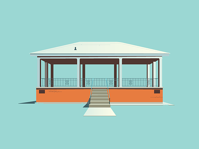 Hometown Postcards - Historical Bandstand bandstand building flat illustration simple vector