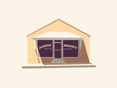 Hometown Postcards - Ahne's Bakery bakery building flat illustration simple vector