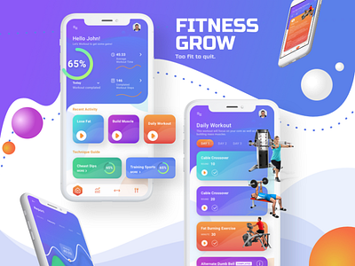 Fitness Grow mobile app design app app design dashboard design app design art designs exercise firness fitness app grow gym mobile app mobile mockup mobile ui ui ui ux ui design ui designs ux design workout