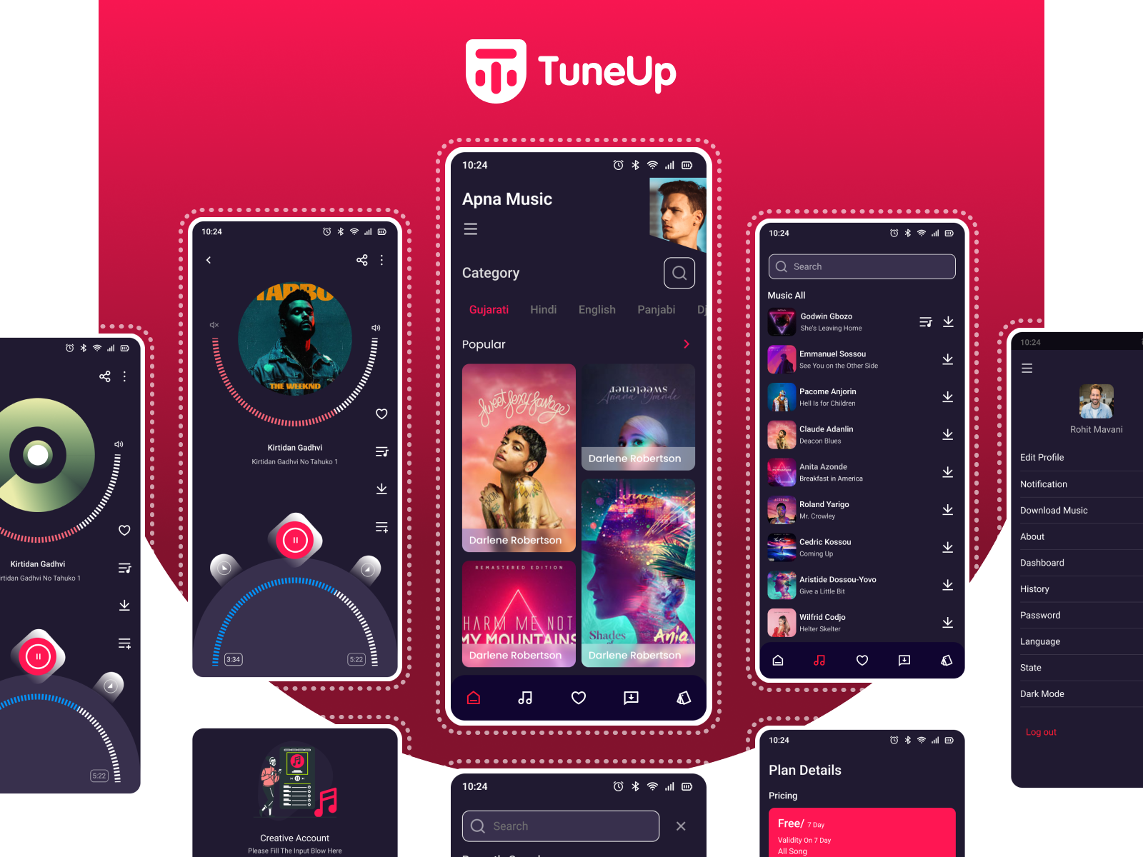 Tuneup music mobile app UI/UX design by Shailesh Nakrani on Dribbble
