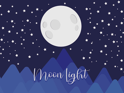 Moon Light design flat illustration lettering minimal type typography vector