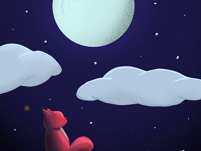 Cat And Moon Illustration