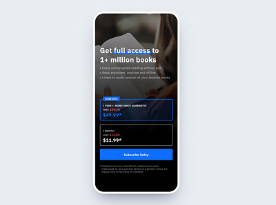Reading app Pricing page checkout checkout page ios mobile pricing pricing page reading