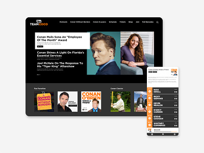 Conan O'Brien Web & Podcast Landing Page conan conan obrien design hollywood kathmandu minimal mobile nepal sketch tbs ui ux userinterface ux web webdesign