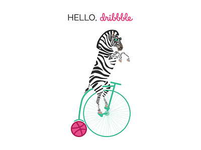 Hellllo Dribbbble bike hello illustration zebra