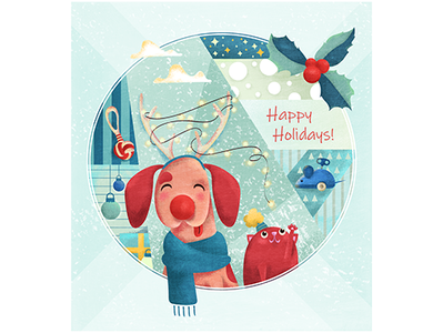 Holiday Card animals card christmas gift holiday illustrartion shelter vector winter