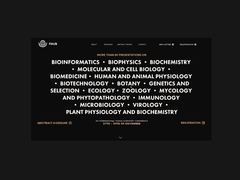 FMUB Homepage Interaction black conference hero section homepage interaction interface promo typography ui userinterface ux web design