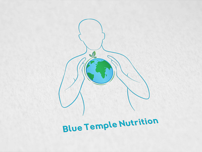 BLUE TEMPLE NUTRITION flat logo logo design minimal logo