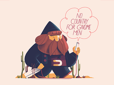 No Country for Gnome Men bad puns character desert dessert illustration movies sweet surprise