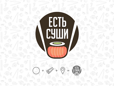 Eat sushi branding circle design eat flat identity location logo sushi sushi logo vector