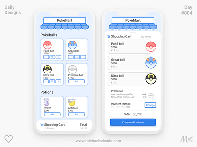 Daily Designs in Quarantine #004 blue bottle checkout clean concept corona virus coronavirus covid19 daily greatball illustration market pokeball pokemart shop shopping cart ui ultraball ux