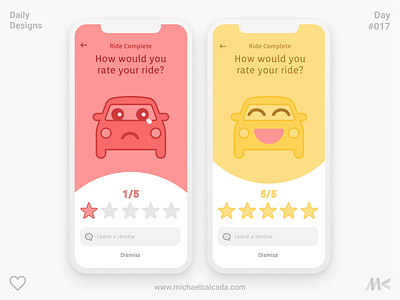 Daily Designs in Quarantine #017 app brand cars concept coronavirus covid19 dailyui design drive ios lyft rating red rideshare stars uber ui uiux ux yellow