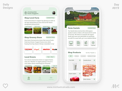 Daily Designs in Quarantine #019 app apple bacon chicken community coronavirus covid19 design eggs farm farmer green health ios organic pestacide support ui uiux ux