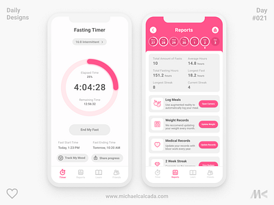 Daily Designs in Quarantine #021 app concept coronavirus covid19 dailyui design fast fasting food foodie habit health intermitted intermittent ios timer tracker ui ux zero