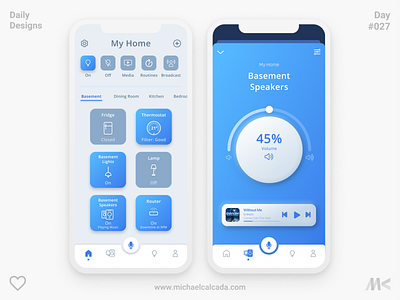 Daily Designs in Quarantine #027 airplay app concept control coronavirus covid19 dailyui design fridge home ios light nest smart smarthome speakers thermostat ui ux voice assistant