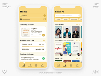 Daily Designs in Quarantine #040 app audiobook book book app book club books bookshop club covid19 dailyui dailyuichallenge design explore friends online share social ui ux virtual