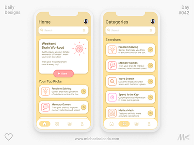 Daily Designs in Quarantine #042 age app app design boost brain coronavirus creative design dailyuichallege game health iq lumonosity mental mentalhealth peek quarantine train