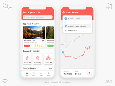 Daily Designs in Quarantine #045 activity app apple bike biking coronavirus covid19 cycling dailyui design health km miles route share track ui ux workout workout tracker