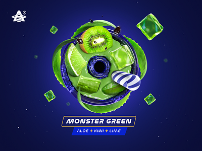 the taste of the "Monster Green" hookah paste 3d 3d art colors illustration space taste