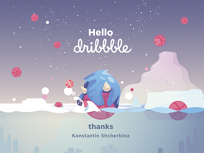 Hello Dribbble! debut debutshot dribbble firstshot illustration invitation invite thank thanks you