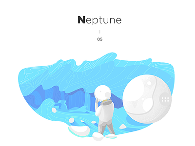 Daily illustration challenge #05 — Neptune colors daily dailyui flat illustration mountain planet space texture