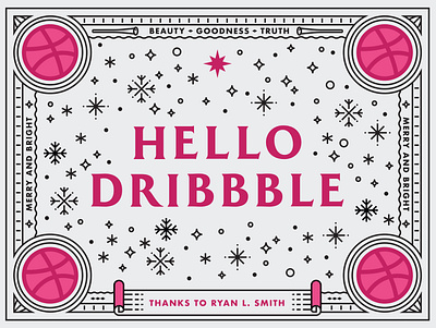 Hello Dribbble art basketball debut design dribbble hello holiday icon icons illustration illustrator layout pink snow star thank you typography vector winter