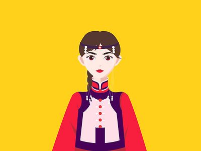Portrait : Mongol Girl avatar character illutration mongolian portait vector