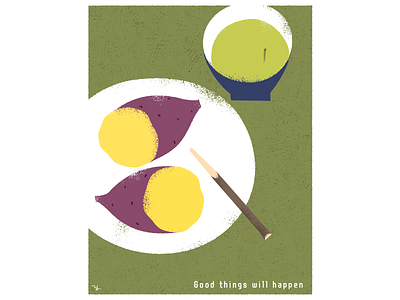 Good things will happen design good luck illustration tea stalk