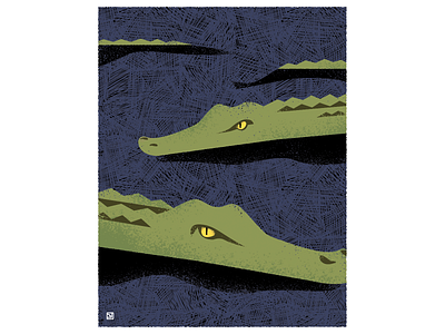 Dangerous alligators illustration