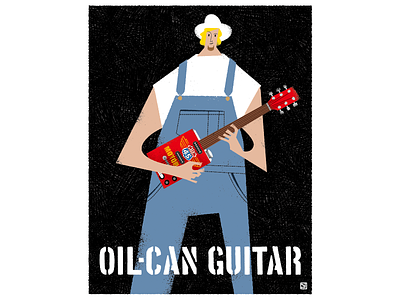 Oil Can Guitar graphic design illustration