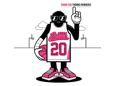 Hello Dribbble basketball illustration jersey logo monster script thankyou