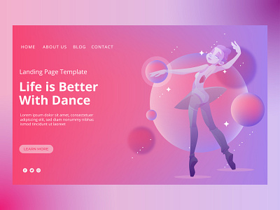 Dance Landing page template app app ui apps design apps tamplate apps ui branding business ui dance ui design illustration iphone app logo ui website