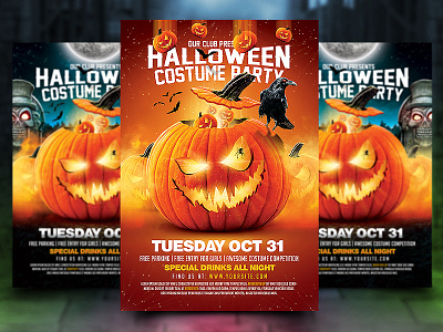 Halloween Party Flyer template halloween halloween party party pumpkin scary