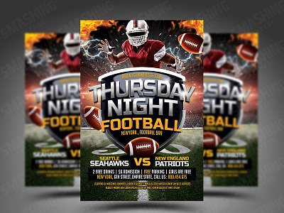 Thursday Night Football Flyer PSD template american football american football flyer flyer flyer artwork flyer design flyer template flyer templates nfl superbowl