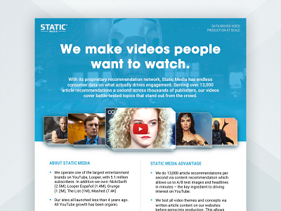 Static Media Sales Sheet entertainment graphic design movies visual design