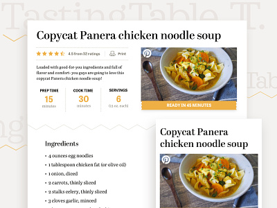 Tasting Table Recipe Card branding design food graphic design recipes ui design visual design