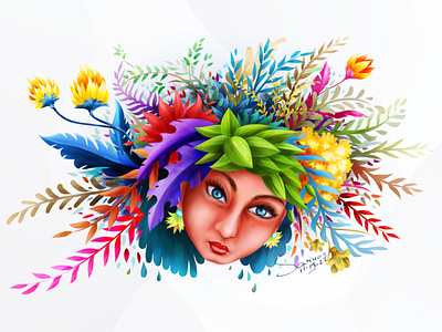 Flower inside the girl faced into the illustrations art artwork colorful design digital art digital illustration flower illustrations flower in face girl illustration graphic graphic design illustration